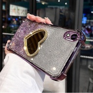 Case For Samsung A02 M02 Anti vibration soft shell with mirror makeup stand function mobile phone so