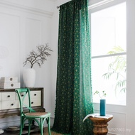 Christmas Cloth Curtain Bay Window Gilding Balcony Semi-Blackout Window Decoration Design Green Hook
