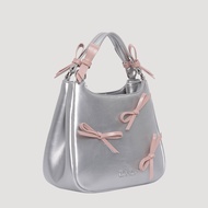 Movi Katie🔥 กระเป๋า Tote Bag  ผู้หญิงกระเป๋าสะพายไหล่  กระเป๋าถือแต่งโบว์เกาหลีเงินน่ารักแฟชั่น กระเ