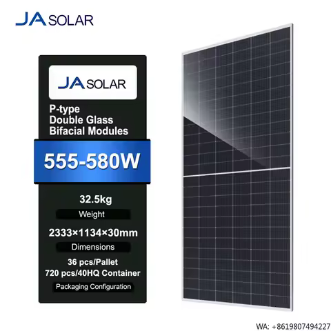 In Stock JA Solar JAM72D30 LB 555-580W N-type Dual Glass Solar Panel for Home/Shop/Small Factory 555