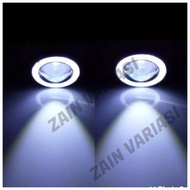 SEPASANG LAMPU LED FOGLAMP ANGEL EYES 89MM PROJECTOR UNIVERSAL AVANZA XENIA CALYA SIGRA AGYA AYLA ET