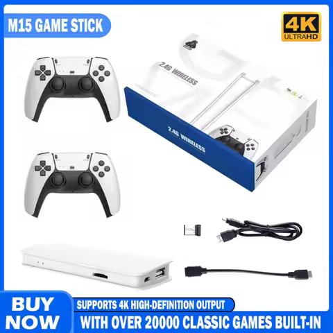 M15 Game Stick Mini TV Handheld Game Classic 4K Retro Game Wireless Controllers HD Output Gaming Con