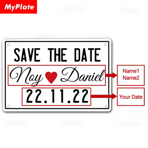 Personalized Save The Date Wedding Metal Sign Custom Anniversary Tin Sign Family Plaque Wall Decor H