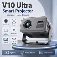 V10 Ultra Mini Projector 4K Short Throw 600ANSI Android14 LED Compact Easy Dust Cleaning for Small R