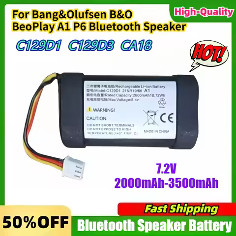 7.2V 2000-3500mAh 2ICR19/66 C129D3 C129D1 CA18 Replaceme Battery For Bang&Olufsen B&O BeoPlay A1 P6 