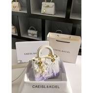 Beg wanita dengan reka bentuk khas, beg tangan ungu berumbai gradasi, beg Lady Dior untuk wanita, be