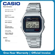 [100% Original] Casio VINTAGE A158WA-1DF Unisex Digital Stainless Steel Strap Casual Watch A158WA [1