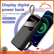 20000 Mah Fast Charging Power Bank Cable Powerbank Portable Charger Small Lightweight Power Bank 4 in 1