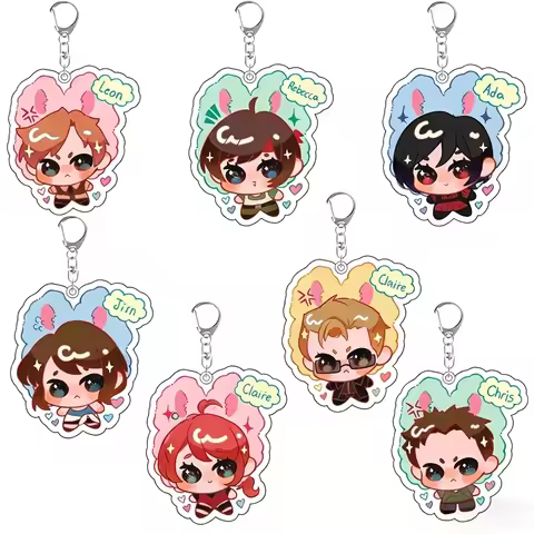 Acrylic Q Version Character Keychain for Leon Scott Kennedy Rebecca Chambers Jill Valentine Claire R