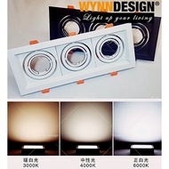 Wynn Design Eyeball Casing with GU10 Bulb Triple Holder Black/White Casing Square Shape Recess Spotlight (EB-3H/GU10-SQ)