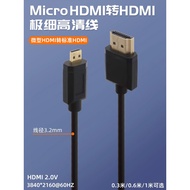 Mini mini micro to hdmi HD Cable 2.0 Super Soft Thin Cable Short mini 4K60P Suitable for SLR Canon C