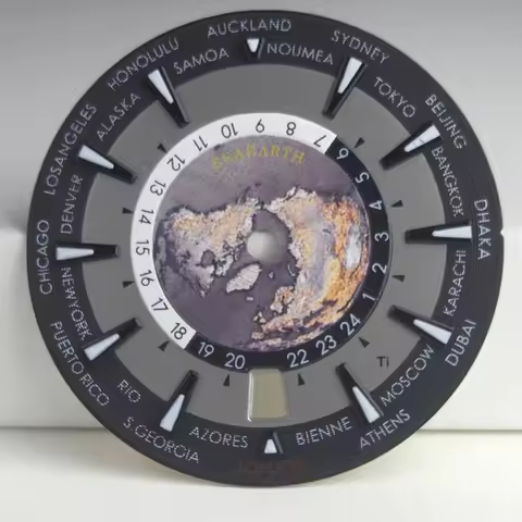 33.5 mm 6.0 Date No Logo World Map City Name Green Lume Watch Dial For Seiko NH35/36/4R Automatic Mo