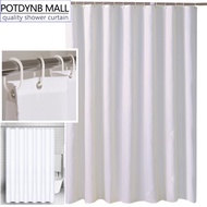 Solid White Polyester Shower Curtain Waterproof Bathroom Curtains