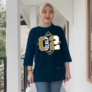 Women's Oversized Baseball Number T-Shirt 7/8 Sleeves Sporty Women's T-Shirt