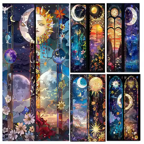 Diamond Painting Full Square Round DIY Landscape Mosaic Sun Moon Diamond Painting Cross Embroidery A