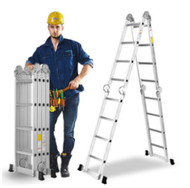 16 STEP LADDER 4.7m total length 2.3m each side 3-Tier foldable Lightweight Steel Step Ladder with Hand Grip Folding Ladder Tangga Lipat Multifunction 3 TIER heavy duty double sided wide steps household rack warehouse file aluminium