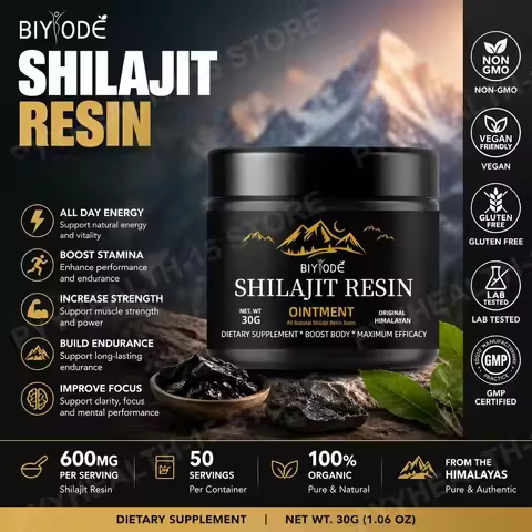 Biyode Pure Himalayan Shilajit Resin Immune Support and All Day Energy with Ayurvedic Herb Blend Glu
