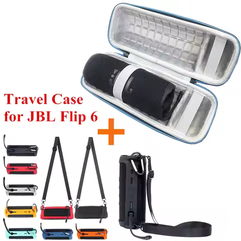 Newest Outdoor Travel Soft Silicone Case + Hard EVA Zipper Bags For JBL Flip 6 Bluetooth Speaker for