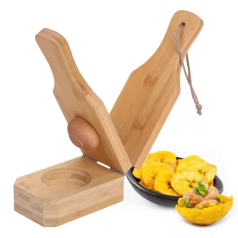 Hot 2 in 1 Banana Crusher Easy Storage Wooden Banana Smasher Portable Banana Cake Making Tool Fried 