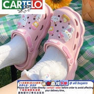 Get 6% coupon+gift】Cartelo Crocodile（CARTELO）Hello Kitty Hole Shoes for Women Summer Autumn New Styl