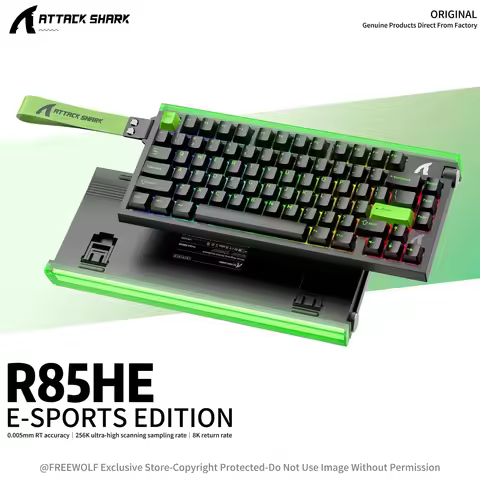 Wired 8K Hz R85HE Gaming Magnetic Switch Keyboard,ATTACK SHARK RGB Neon Light Box,0.005mm Rapid Trig