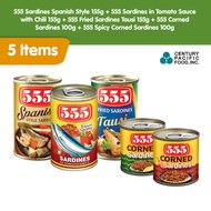 555 Sardines Spanish Style 155g + 555 Sardines in Tomato Sauce with Chili 155g + 555 Fried Sardines 