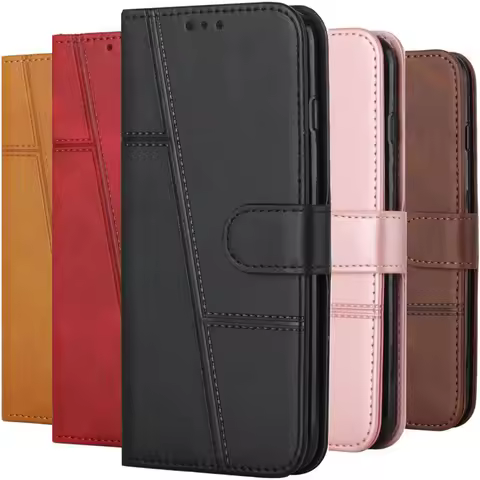 Simple Flip Phone Case For OPPO Realme 8 9 9i 10 Pro Plus 5 6i C30 C35 C31 V13 5G Wallet Card Slots 
