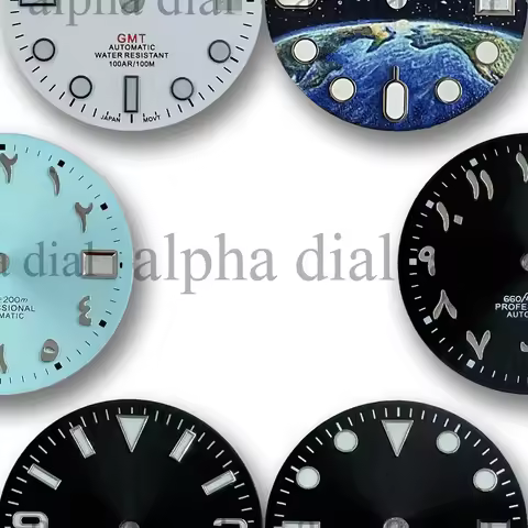 28.5mm No logo Arabic Silver Marker Earth Green Lume Watch Dial For Seiko GMT NH35/34/4R/7S Automati