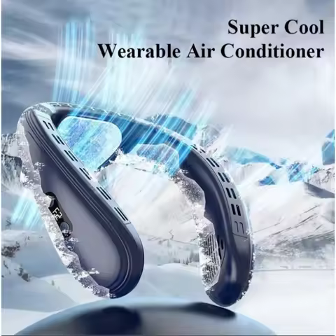 New Neck Air Conditioner Portable Neck Fan Rechargeable Semiconductor Cooling Bladeless Fan Outdoor 