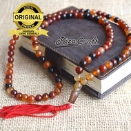 Tasbih 99 Butir Batu Akik Yaman Sulaiman Madu Alam Natural ASLI Original Unik Etnik