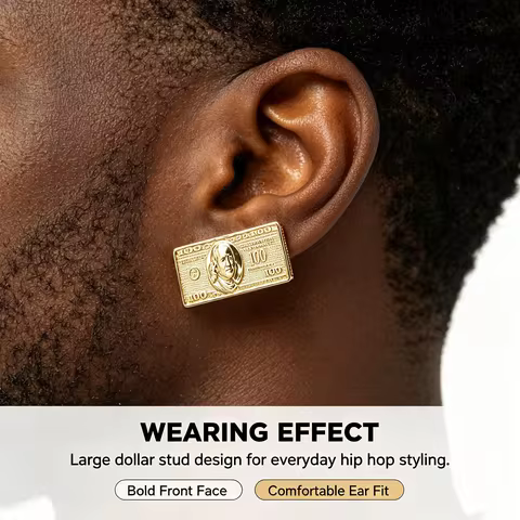 28mm Big size Hip Hop 14k Gold Plated Rough Textured Cookie Nugget Stud Earrings For Men Women 100 H