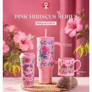 CHAGEE MALAYSIA Chagee Pink Hibiscus Tumbler Large Giant Straw Cup Emerald
