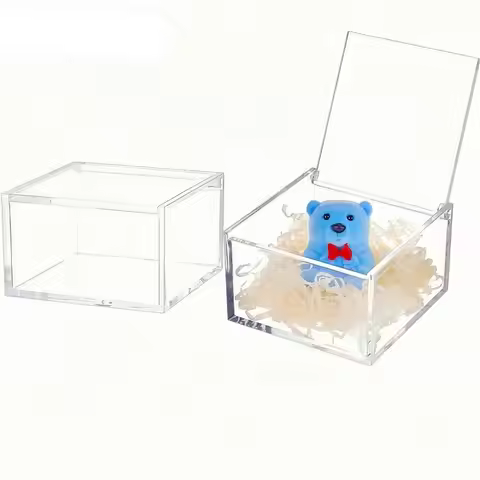 Durable Square Cube Acrylic Box With Lids Transparent Case Clear Cube Box Stackable Design Display B