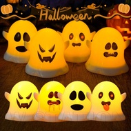 Halloween LED Candle Light - Emoji Small Ghost Night Lamp - Flameless, Battery Operated - Festival A