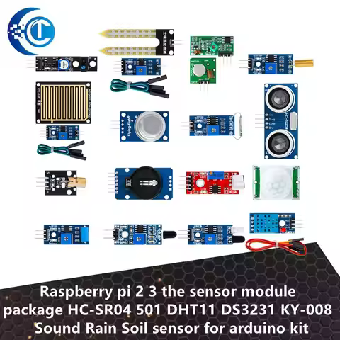 Raspberry pi 2 3 the sensor module package HC-SR04 501 DHT11 DS3231 KY-008 Sound Rain Soil sensor fo