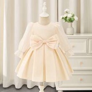 Birthday Cutfits For Baby Girls Party Wedding Flower Girl Dress, Tulle Cloud Puff Long Sleeve Cinche