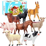 Animal Figurines, Big Animal Toys, 8 Pcs Farm Animals Figurines Toys, Realistic Plastic Animals Play