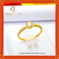 Cincin Batu Permata Zircon Fesyen Pintal Emas Tulen 916 | 22K Pure Gold Diamond Stone Ring