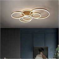 LED Modern Chandelier Lamp,- 1/2/3/4/5 Circle Rings Modern Dimmable Led Ceiling Lights Compatible with Bedroom Dining Living Room Kitchen Gold Ceiling Lamp,Modern LED Chandelier,Decor Hanging lamp