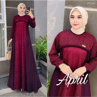 Dress Terbaru Gamis Kondangan Wanita Jumbo 3XL LD 130 April Maxy Bahan Ceruti Mix Brokat Gamis Pesta