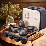 [IN STOCK]Chinese Kung Fu Tea Set Purple Clay Tea Set Portable Gift Set 9 Pieces