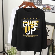  NEVER GIVE UP grafik T-shirt lengan panjang MUSLIMAH VIRAL perempuan laki wanita long sleeve women men