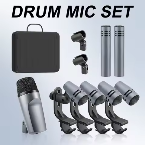 Kick Drum Microphone E608 7-Piece Drums Kit For Bass Snare Drums, Toms & Cymbals Studio Recording An