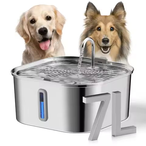 7L Stainless Steel Pet Water Dispenser Automatic Water Fountain USB Silent Water Pump Water Dispense