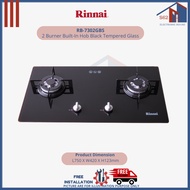 RINNAI RB-7302S-GBS 2 BURNER TEMPERED GLASS GAS HOB FREE INSTALLATION