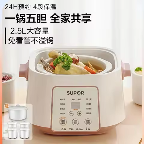 220V Multi-functional Slow Cooker with Ceramic Inner Pot and Water Separation Technology BAC