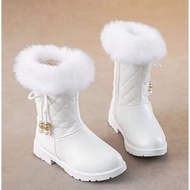 Girls Princess Boots Warm Shoes for Winter Kids Long Boots with Fur Fashion Snow Boots with Bow