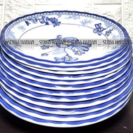 1/2 LUSIN PIRING MAKAN MELAMIN TEBAL MOTIF BUNGA BIRU