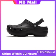 ของแท้พิเศษ Crocs Classic Clog Clouds Black Shoes Non-Slip Thick Sole Beach Sandals 206750-001 รองเท