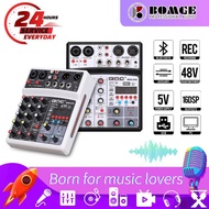 BOMGE 4 channel dj audio sound mixer  with MP3 USB Bluetooth, stereo record, 48V phantom power, 5V power supply,16 DSP effectsMixer for Live, Music, Karaoke, Podcast